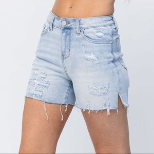 New! judy blue high waist side slit cut off shorts